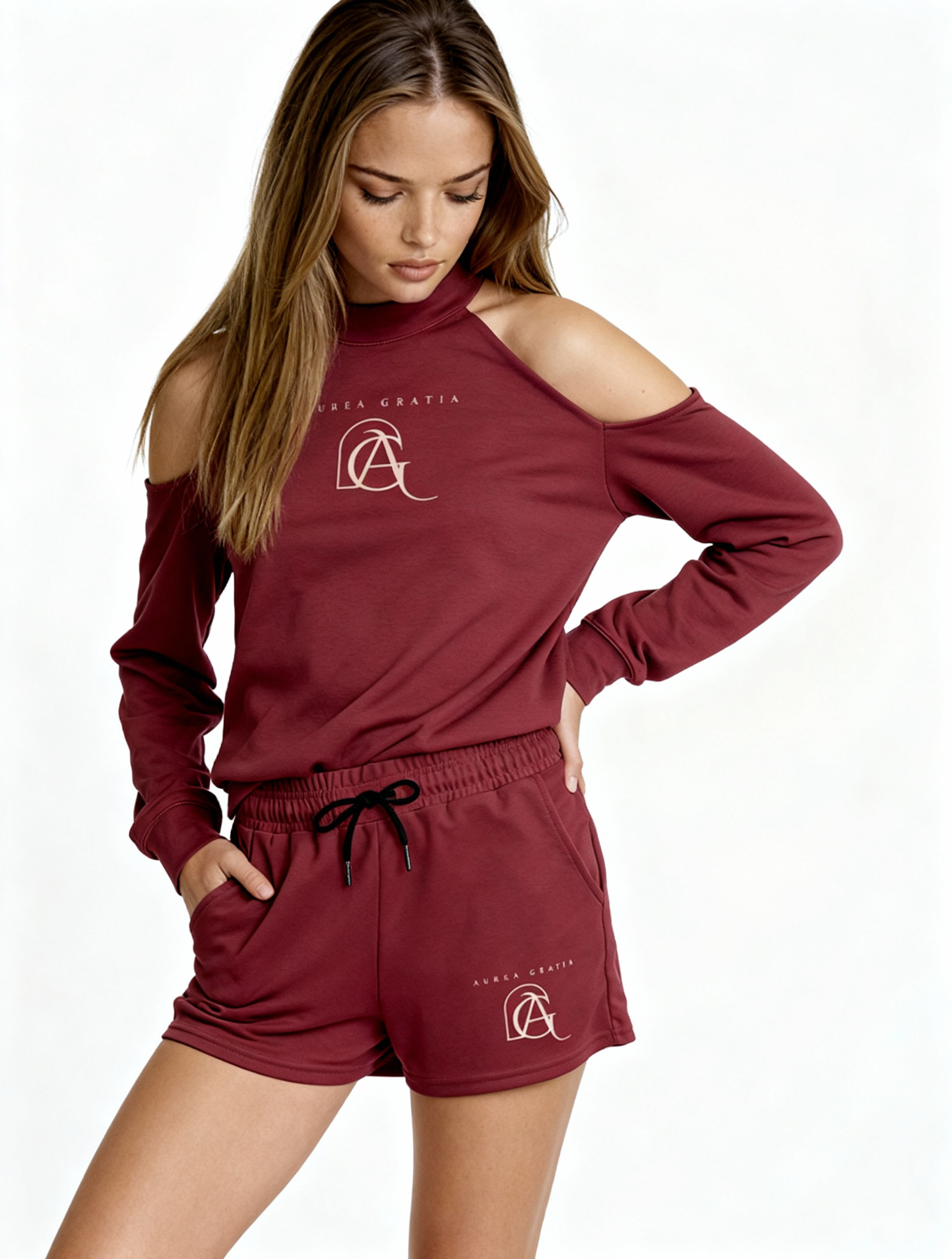 Lucent Grace Cold-Shoulder Sweatshirt