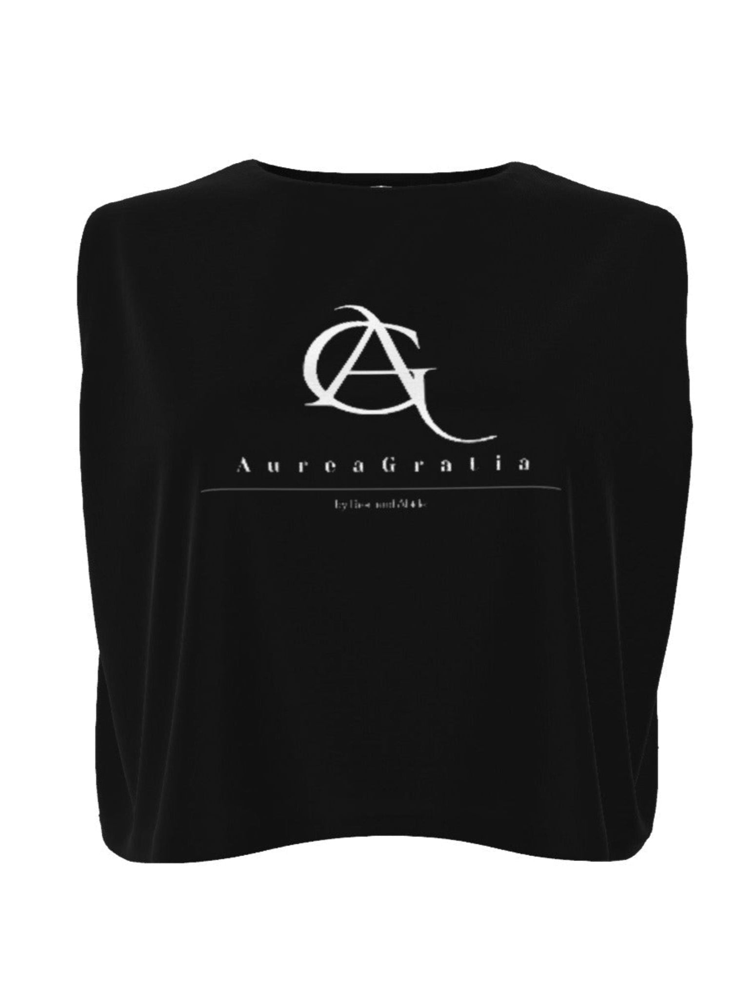 Black sleeveless top with 'Aurea Gratia' logo on a white background