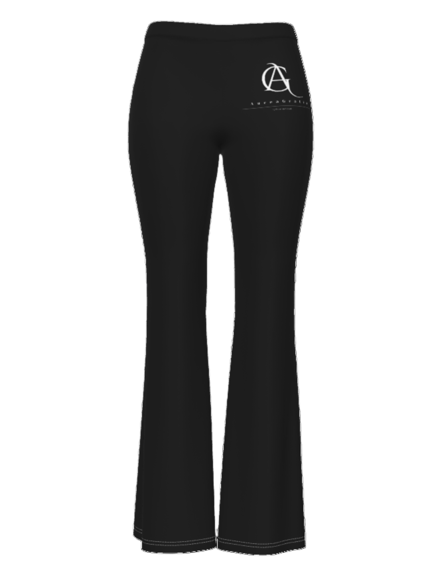 Black pants with a logo on a white background